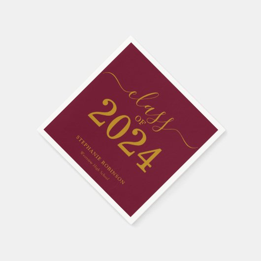 Klasse van 2024 Gold Maroon Graduation Party Servet (Hoek)