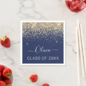 Klasse van 2024 Gold Navy Blue Glitter Afstuderen Servet (Insitu)
