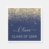 Klasse van 2024 Gold Navy Blue Glitter Afstuderen Servet (Voorkant)