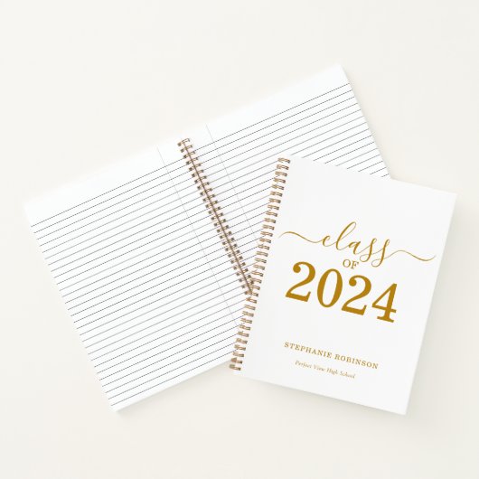 Klasse van 2024 Gold Script Afstuderen Gast Notitieboek (Binnen)