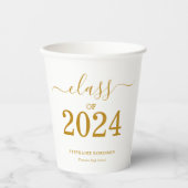Klasse van 2024 Gold Script Afstuderen Papieren Bekers (Voorkant)