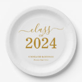 Klasse van 2024 Gold Script Afstuderen Papieren Bordje (Voorkant)