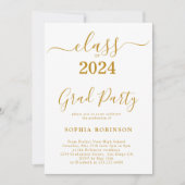 Klasse van 2024 Gold Script Graduation Party Kaart (Voorkant)