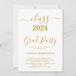 Klasse van 2024 Gold Script Graduation Party Kaart