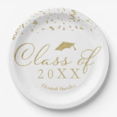Klasse van 2024 Gold Script Graduation Party Wit Papieren Bordje (Voorkant)
