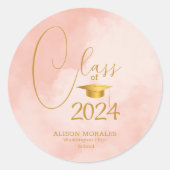 Klasse van 2024 Goldenrod Peach Fuzz Afstuderen Ronde Sticker (Voorkant)
