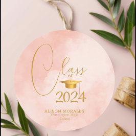 Klasse van 2024 Goldenrod Peach Fuzz Afstuderen Ronde Sticker