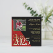 Klasse van 2024 Goud Afstudeerder Rood en Zwart me Kaart (Staand voorkant)