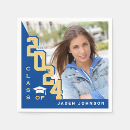 Klasse van 2024 Gouden Blauw FOTO Graduation Party Servet