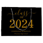 Klasse van 2024 Gouden Script op zwart Afstuderen Groot Cadeauzakje (Achterkant)