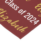Klasse van 2024 Graduate's Naam Donkerrood Wit Gou Korte Tafelloper (Hoek)