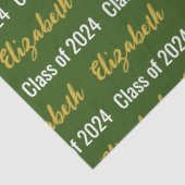 Klasse van 2024 Graduate's Naam Groen Wit Goud Tissuepapier (Detail)
