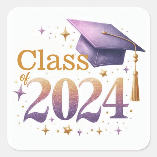 Klasse van 2024 Graduation Cap Envelope Seal Vierkante Sticker (Voorkant)