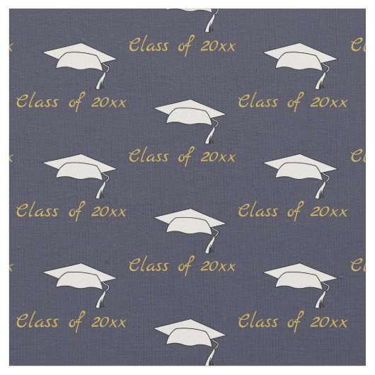 Klasse van 2024 Graduation Caps Pattern Donkerblau Stof (Close Up)