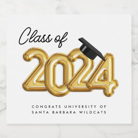 Klasse van 2024 Graduation Party Sparkling Wijnetiket (Enkel label)