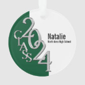 Klasse van 2024 Groen en Zilver met Foto Ornament (achterkant)