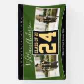 Klasse van 2024 Groen Zwart & Goud Afstuderen Foto Spandoek (Verticaal)