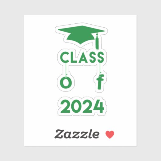 Klasse van 2024 - Groene Afstuderen Sticker (Vel)