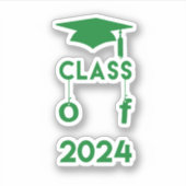 Klasse van 2024 - Groene Afstuderen Sticker (Voorkant)