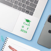 Klasse van 2024 - Groene Afstuderen Sticker (Laptop met iPhone)