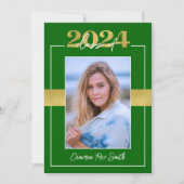Klasse van 2024 Groene & Gouden Afstudeerfeest Kaart (Voorkant)