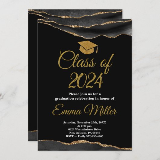 Klasse van 2024 High School Afstuderen Kaart (Voorkant / Achterkant)