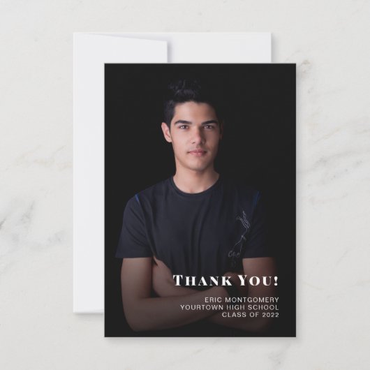 Klasse van 2024 Jongen Afstuderen Dank u Foto Bedankkaart (Voorkant)