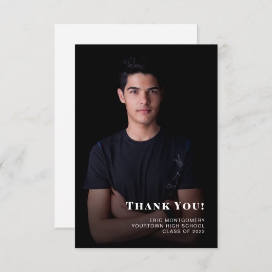 Klasse van 2024 Jongen Afstuderen Dank u Foto Bedankkaart (Voorkant / Achterkant)