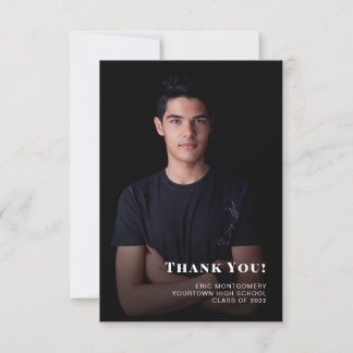 Klasse van 2024 Jongen Afstuderen Dank u Foto Bedankkaart