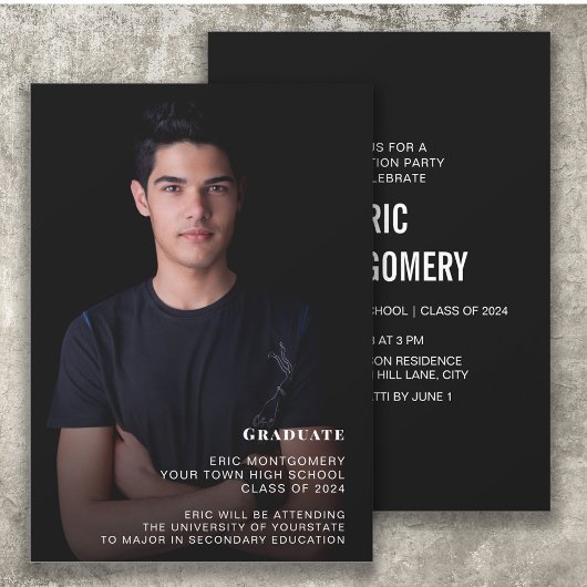 Klasse van 2024 Jongens Graduation Party Foto Kaart