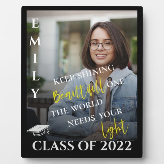 Klasse van 2024 Keep Shining Quote Photo Afstudere Fotoplaat (Voorkant)