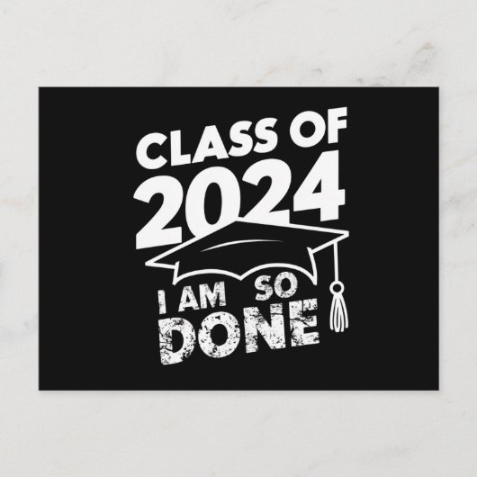 Klasse van 2024 Klaar Afstuderen Grappig Afstudere Briefkaart (Voorkant)