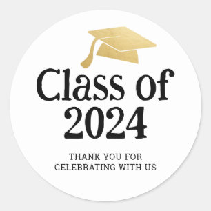 Klasse van 2024 Minimaal Afstuderen Pet   Dank u Ronde Sticker