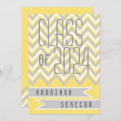 Klasse van 2024 modern chevron geel afstuderen kaart (Voorkant / Achterkant)