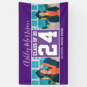 Klasse van 2024 Modern Royal Paarse Afstuderen Fot Spandoek (Verticaal)