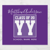 Klasse van 2024 Modern Royal Paarse Afstuderen Sparkling Wijnetiket (Enkel label)
