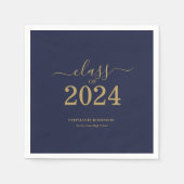 Klasse van 2024 Navy Blue Gold Graduation Party Servet (Voorkant)