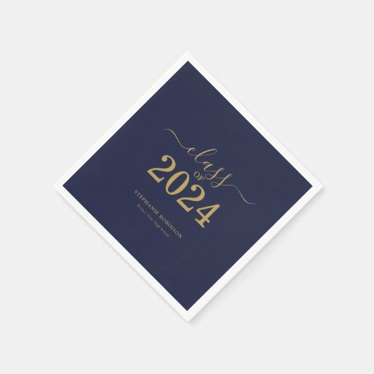 Klasse van 2024 Navy Blue Gold Graduation Party Servet (Hoek)