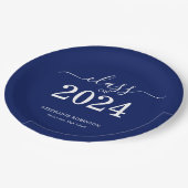 Klasse van 2024 Navy Blue Graduation Party Papieren Bordje (Gekanteld)