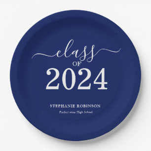 Klasse van 2024 Navy Blue Graduation Party Papieren Bordje