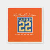 Klasse van 2024 Oranje Blauw & Goud Graduation Par Servet (Voorkant)