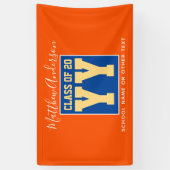 Klasse van 2024 Oranje Blauw & Goud Graduation Par Spandoek (Verticaal)