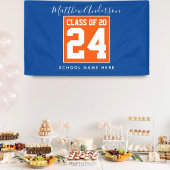Klasse van 2024 Oranje Blauw & Goud Graduation Par Spandoek