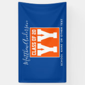 Klasse van 2024 Oranje Blauw & Goud Graduation Par Spandoek (Verticaal)