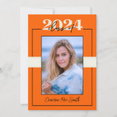 Klasse van 2024 Oranje & Zwart Graduation Party Kaart (Voorkant)