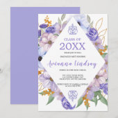 Klasse van 2024 Paarse Bloemen Afstuderen Kaart (Voorkant / Achterkant)