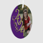 Klasse van 2024 Paarse en Gouden met Foto Ornament (voorkant)