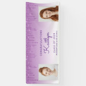 Klasse van 2024 Paarse Glitter 2-foto Afstuderen Spandoek (Verticaal)