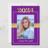 Klasse van 2024 Paarse & Gold Graduation Party Kaart (Voorkant)