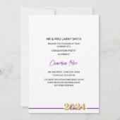 Klasse van 2024 Paarse & Gold Graduation Party Kaart (Achterkant)